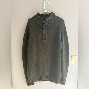 VTG Eddie Bauer Wool Blend Knit Pullover Henley Sweater Men’s SZ L Tall Green